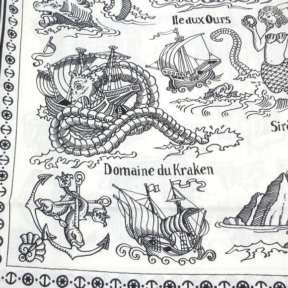 Auth HERMES Carre Geant/Carres 140 - Cream Black Cashmere Silk Scarf - Picture 3 of 6